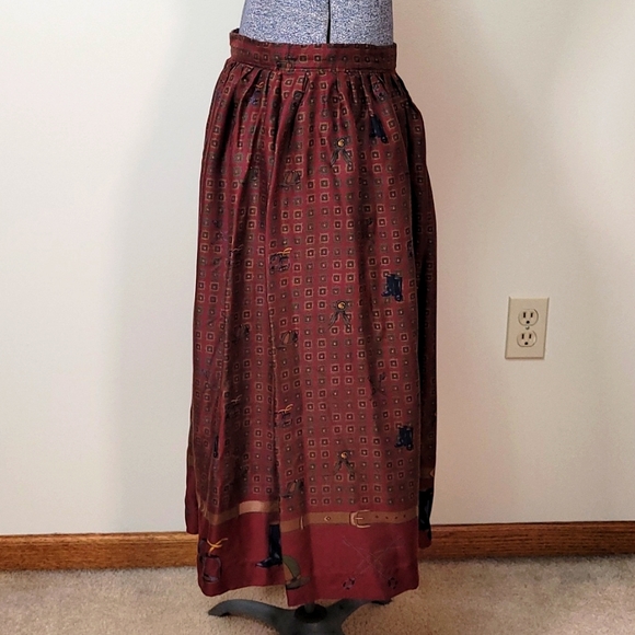 Vintage Herman Geist Equestrian Horse Theme Rayon Skirt Size 14 - Picture 9 of 14
